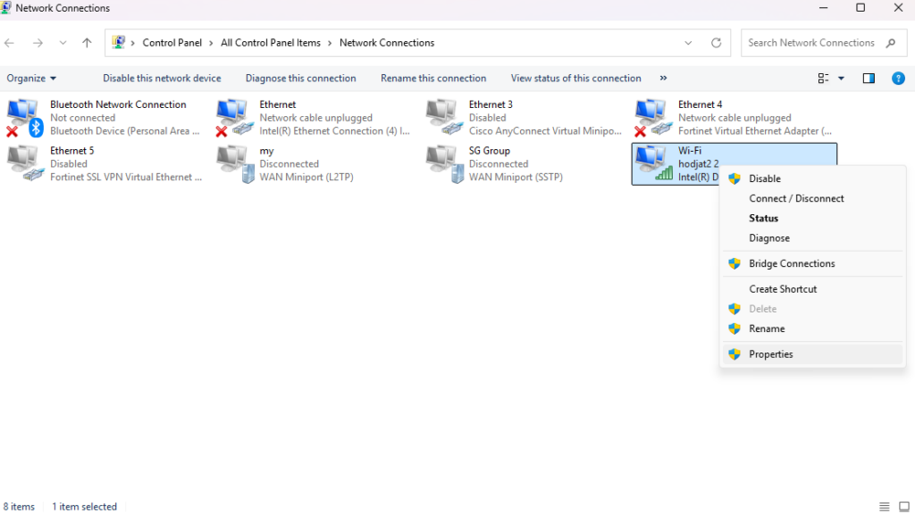 انتخاب کارت شبکه